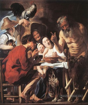 Satyre et Paysan Flamand Baroque Jacob Jordaens Peinture à l'huile